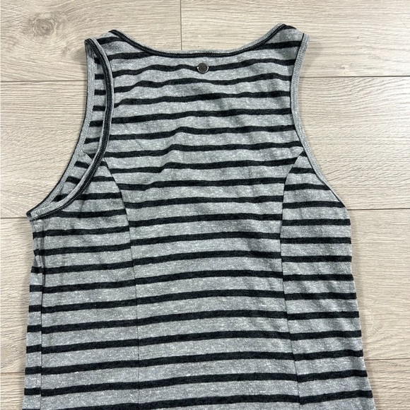Roxy Grey Stripe High Neck Racerback Midi Sleeveless Dress - Picture 4 of 9